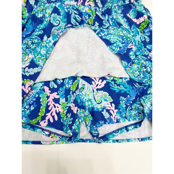 Lilly Pulitzer Womens Corsica Blue Turtle Villa Print Skort Romper Size XS - Picture 2 of 5